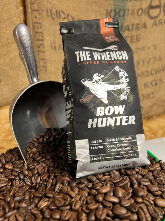 Bow Hunter - Dark Roasted blend of Brazil and Indo Sumatra for a smooth & bold taste.